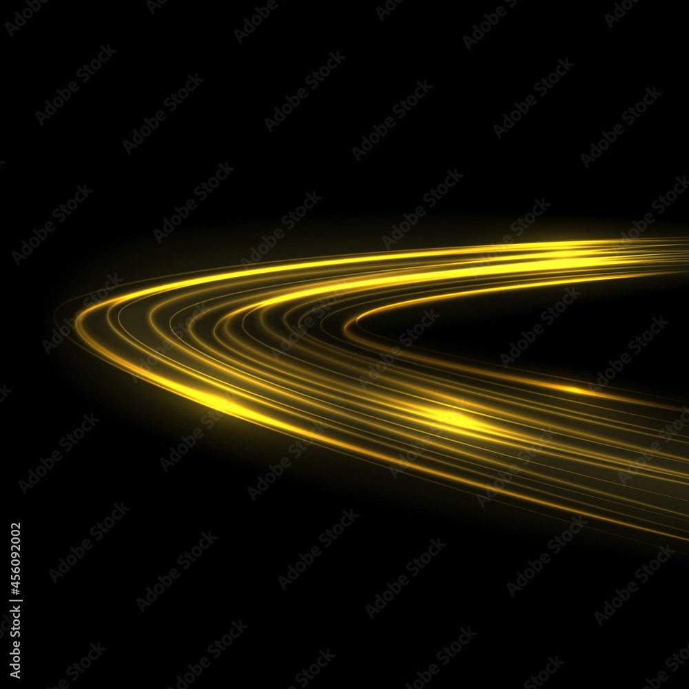 Glow light trail effect. Glowing flash trace isolated