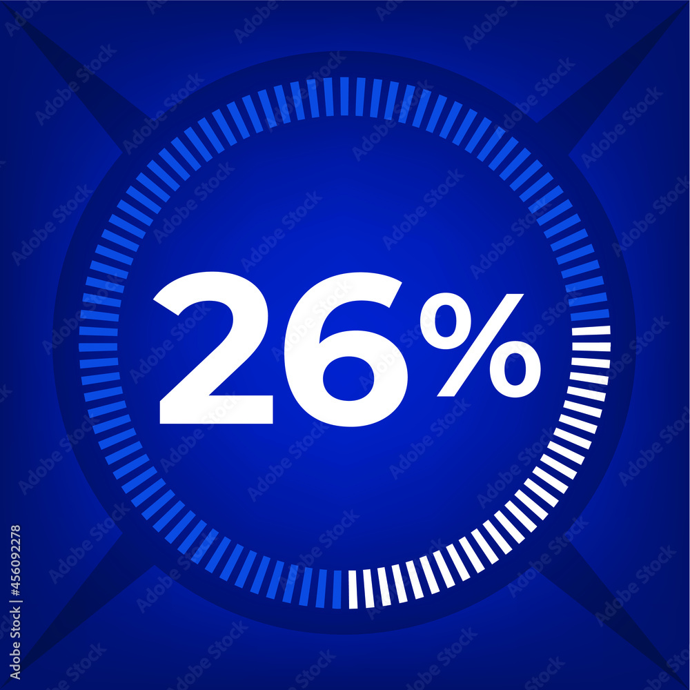 26 percent count on dark blue background 26 percent count on dark blue background