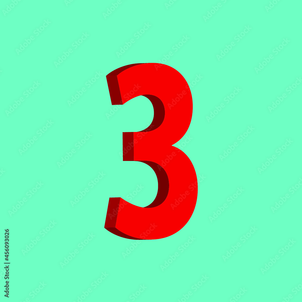 number 3 in Red number 3 in Red
