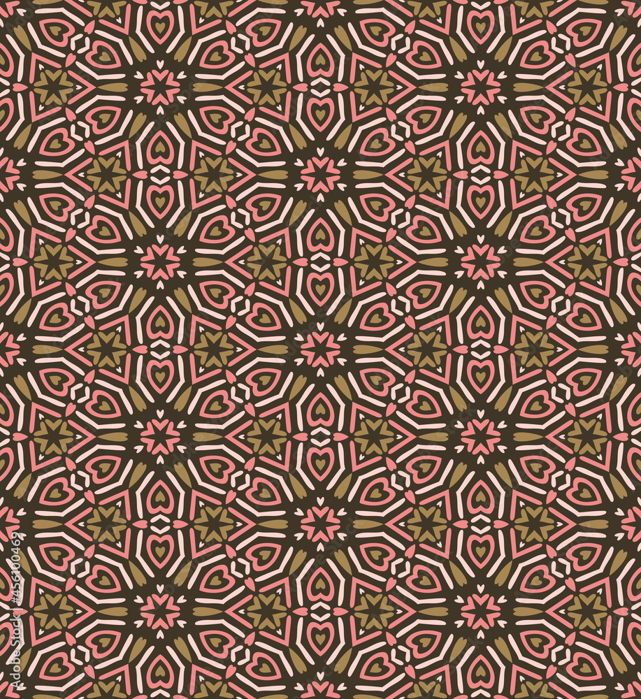 Seamless pattern with Geometric motifs in 4 colors