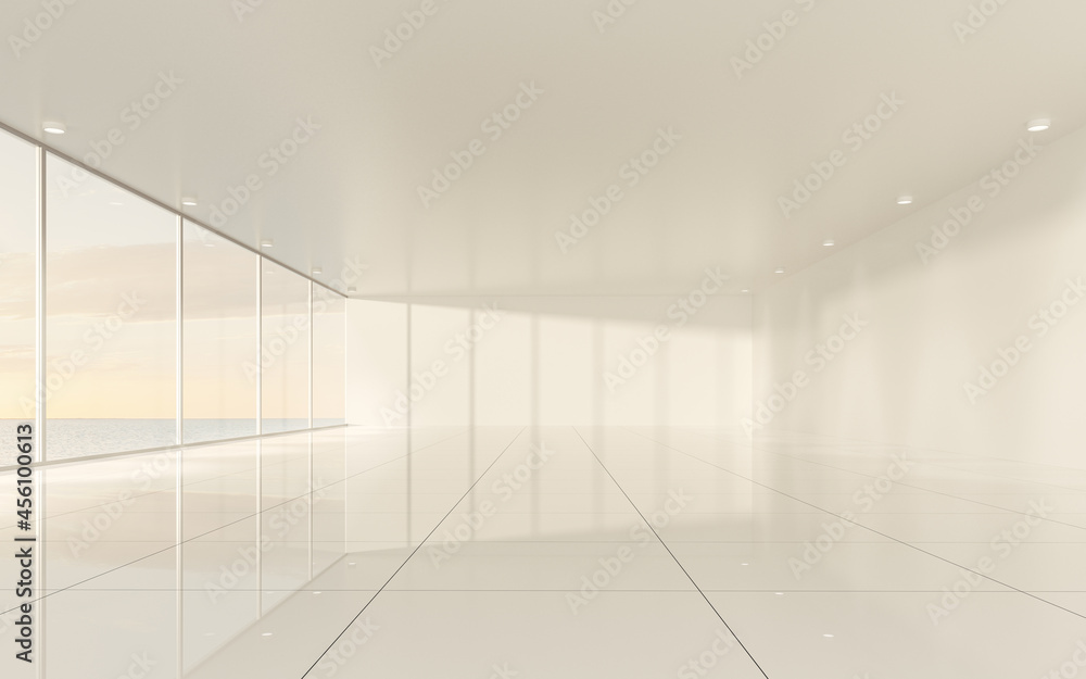 Obraz premium The white empty room, 3d rendering.