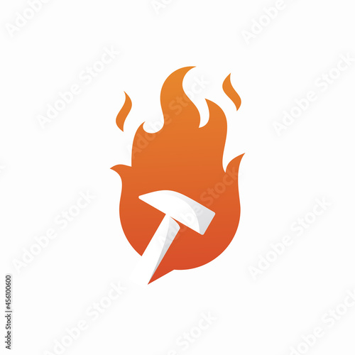 Fire hammer logo template design
