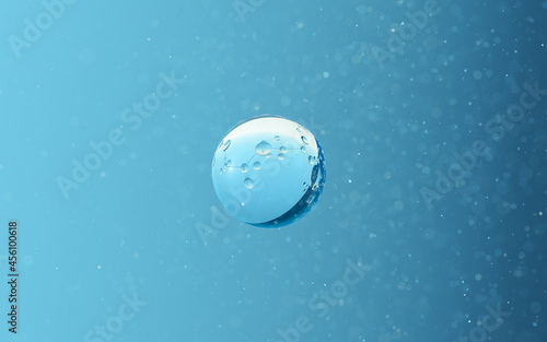 Water droplets and molecular structure  3d rendering.