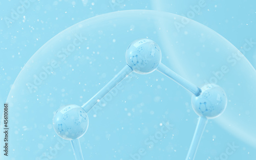 Chemical molecule with blue background  3d rendering.