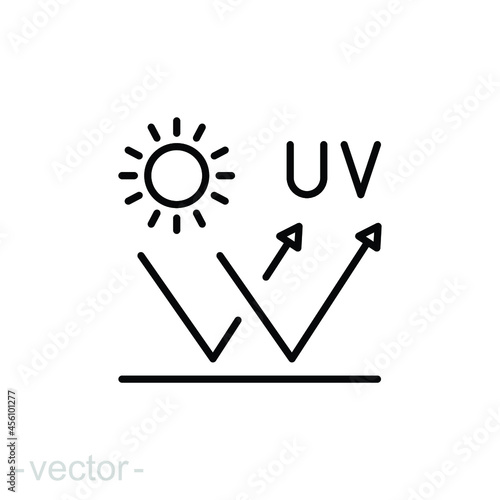Sunblock icon. Simple outline style. Sun protective surface, ultraviolet, UV, anti, solar, light, lightweight, UVA, UVB, spf. Vector illustration isolated on white background. Editable stroke EPS 10