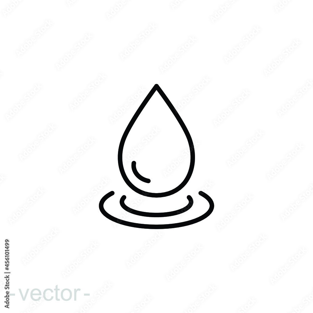 Drop water icon. Simple outline style. Bath, drop target, nature concept. Thin line symbol. Vector illustration design isolated on white background. Editable stroke EPS 10 Drop water icon. Simple outline style. Bath, drop target, nature concept. Thin line symbol. Vector illustration design isolated on white background. Editable stroke EPS 10