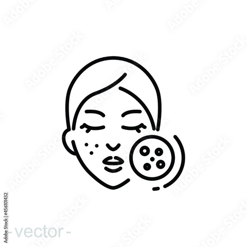 Blackhead icon. Simple outline style. Acne on skin, dermatology concept. Thin line symbol. Vector illustration design isolated on white background. Editable stroke EPS 10