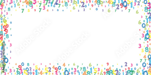 Falling colorful orderly numbers. Math study concept with flying digits. Stunning back to school mathematics banner on white background. Falling numbers vector illustration.