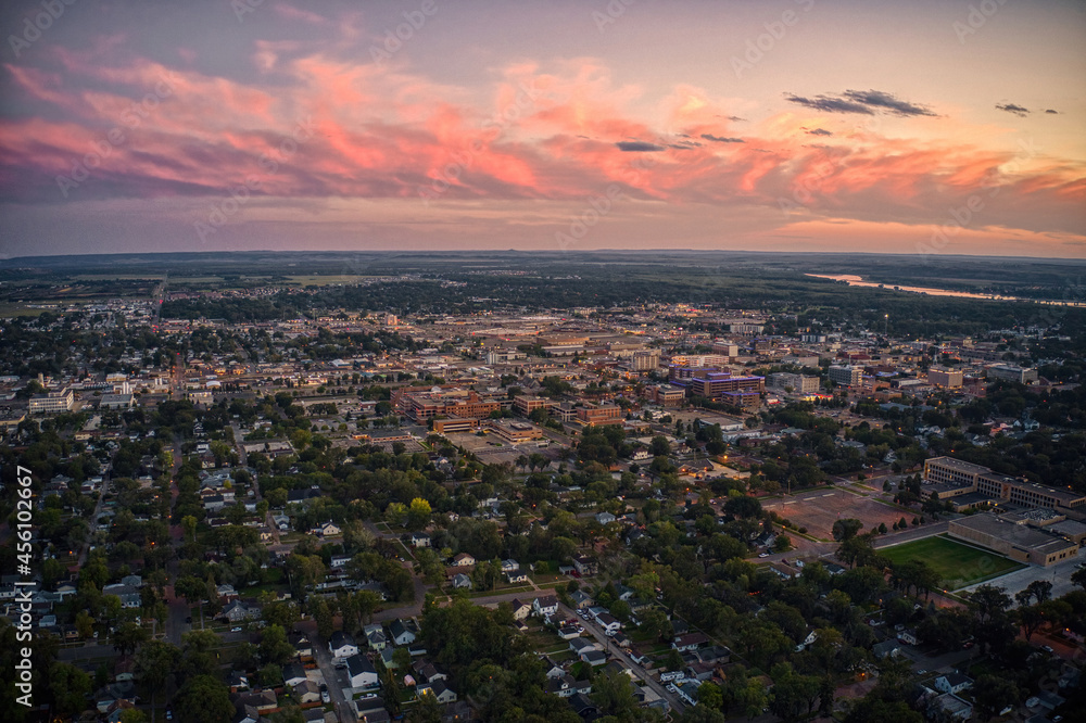 Aerial View of Bismark, North Dakota during Summer