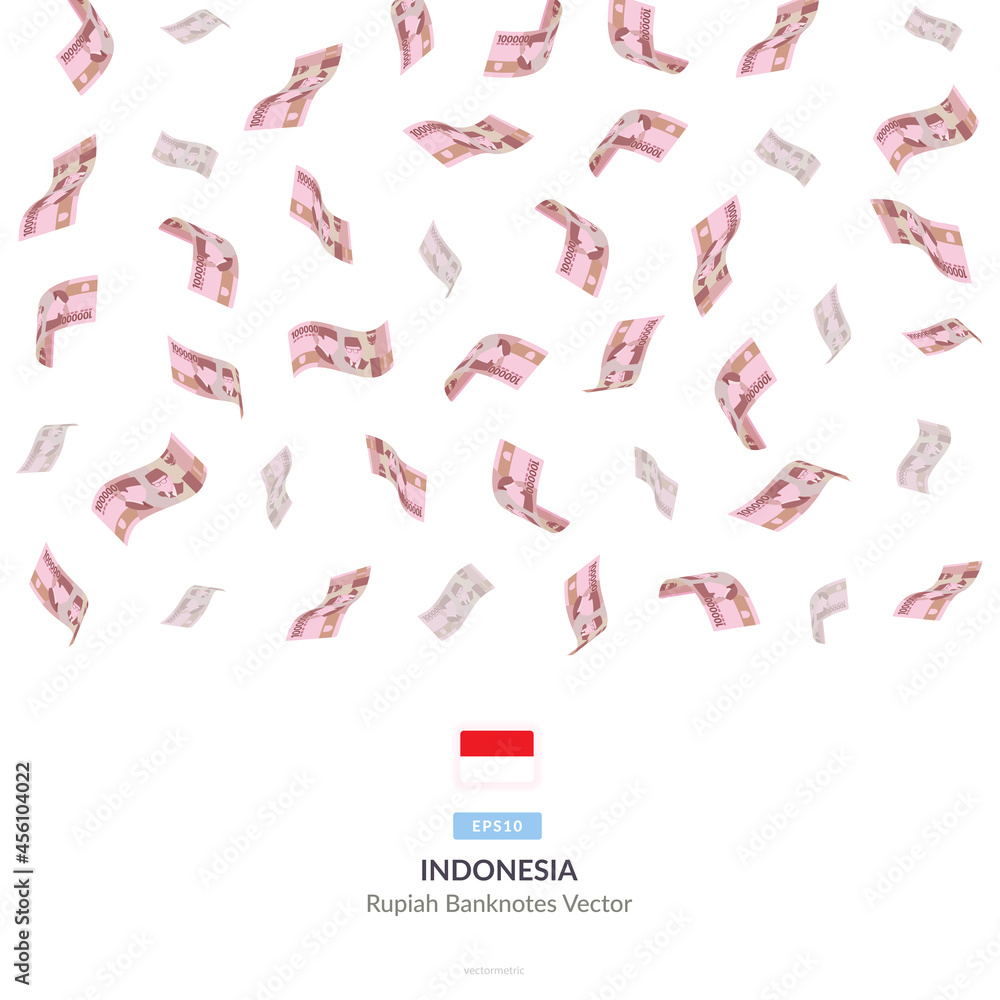 100000 Indonesian Rupiah Raining Falling, Indonesia Rupiah Vector ...