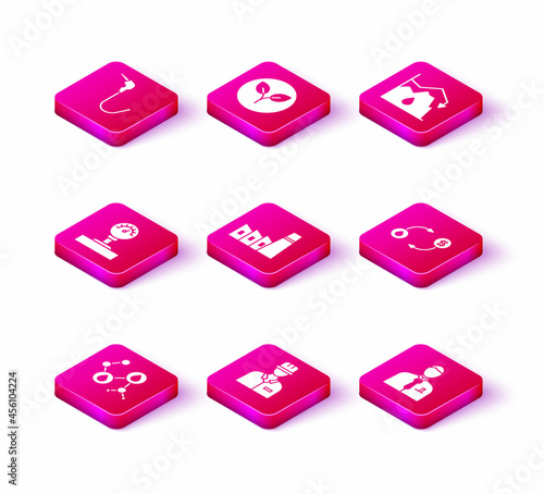 Set Molecule oil, Oilman, Gauge scale, industrial factory building, Businessman stock market trader, exchange, Drop crude price and Bio fuel icon. Vector