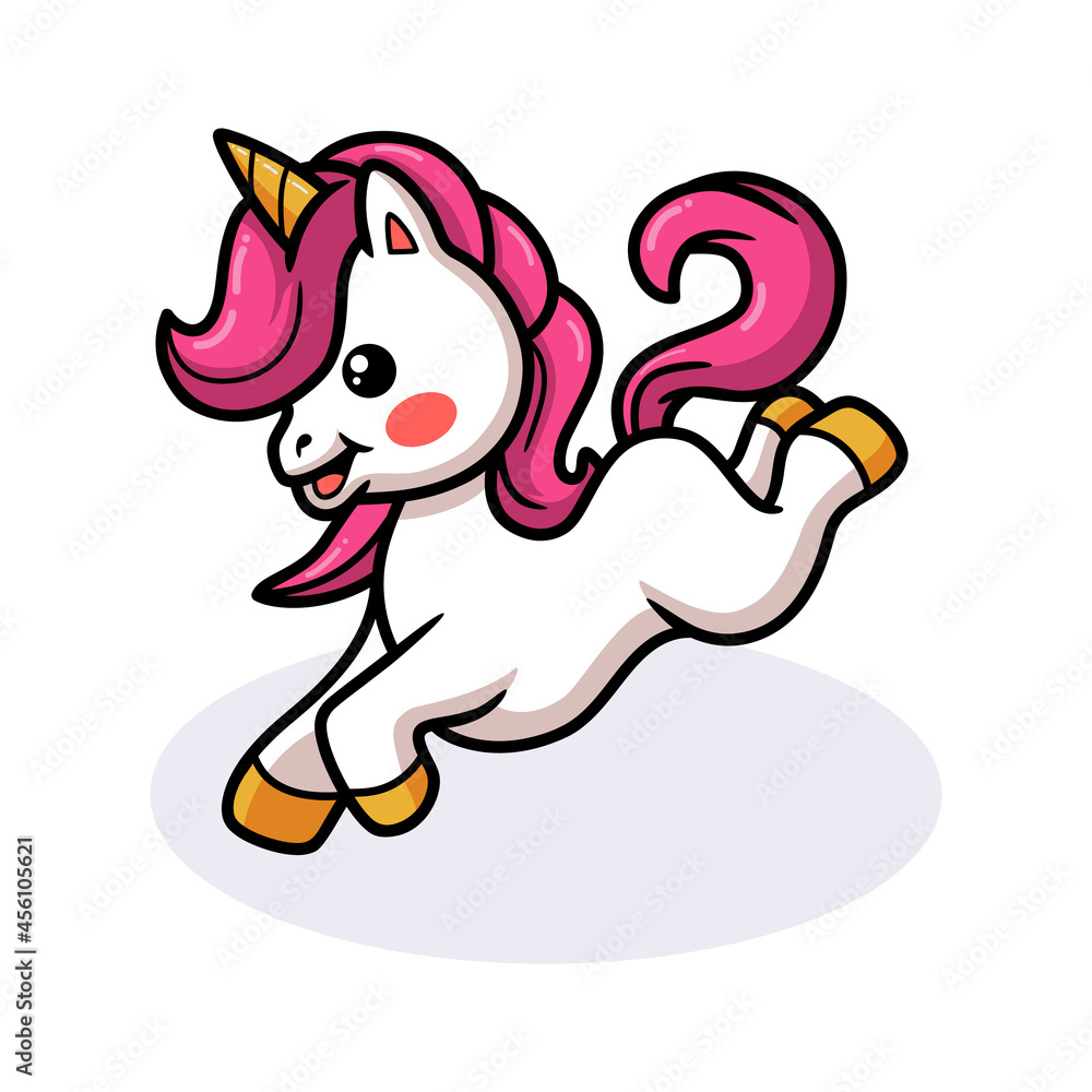 Cute baby unicorn cartoon jumping Cute baby unicorn cartoon jumping