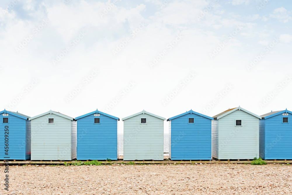 Blue beach huts