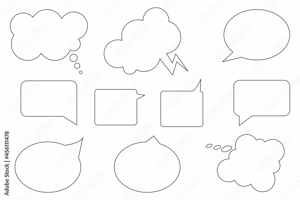 Fototapeta premium Speech bubble silhouette icon set. Message symbol. Chat emblem. Communication backdrop. Vector illustration. Stock image.