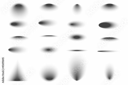 Transparent grey shadow effects set. Geometric decoration element. Line art. Soft shade. Vector illustration. Stock image.
