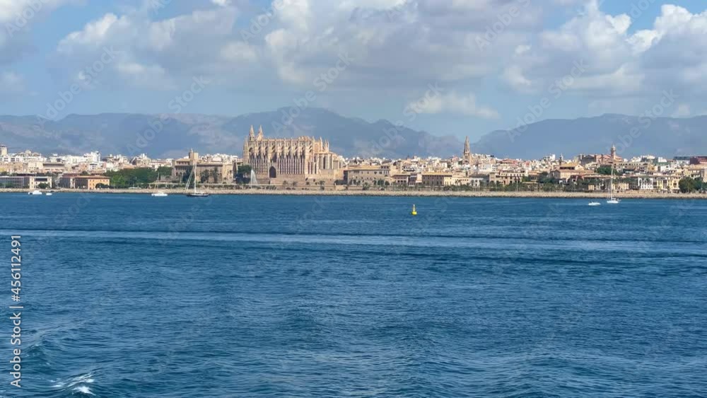 Skyline of the city of Palma de Mallorca recorded from a moving boat Skyline of the city of Palma de Mallorca recorded from a moving boat