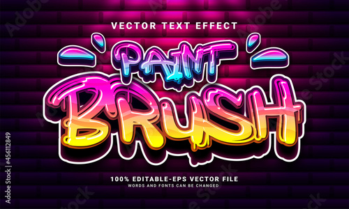 Paint brush 3D text effect, editable graffiti and colorful text style photo