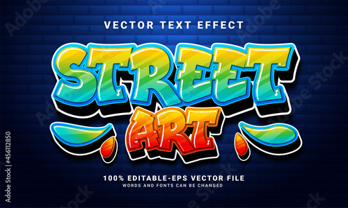 Street art 3D text effect, editable graffiti and colorful text style