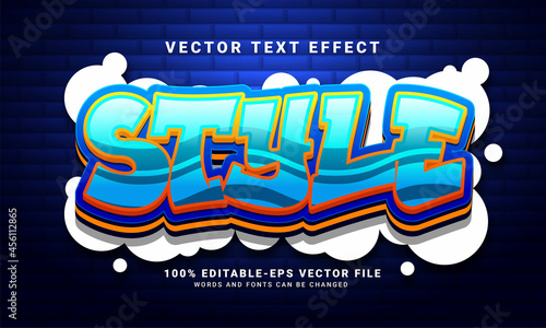 Style 3D text effect, editable graffiti and colorful text style