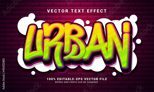 Urban 3D text effect, editable graffiti and colorful text style