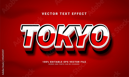 Tokyo 3D text effect, editable text style and suitable for celebrate asian events