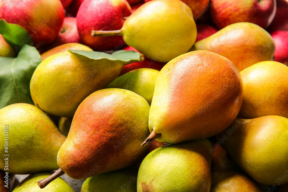 Ripe pears and apples as background Ripe pears and apples as background