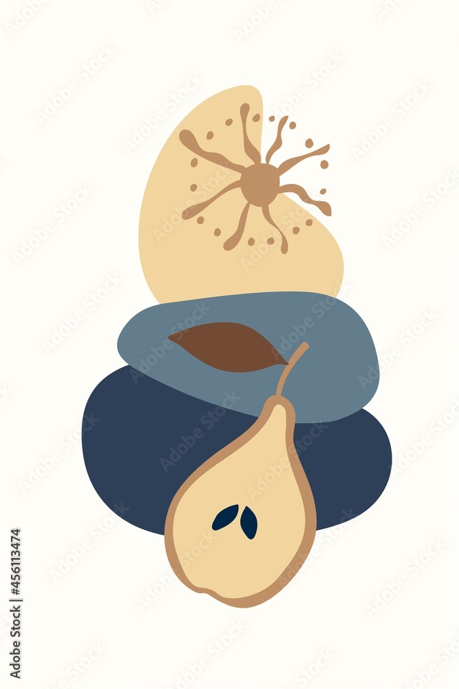 Composition of abstract shapes and botanical elements, minimalism, hand drawn. Use for packaging, wallpaper, poster, room interior decor, design for textiles, postcard, concept, clipart, vector Composition of abstract shapes and botanical elements, minimalism, hand drawn. Use for packaging, wallpaper, poster, room interior decor, design for textiles, postcard, concept, clipart, vector
