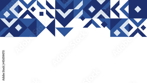 Blue memphis background. Memphis geometric background with abstract shapes. Graphic pattern, texture for poster, card, social media covers. Funky memphis pattern. Geometry banner in retro style