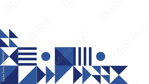 Blue memphis background. Memphis geometric background with abstract shapes. Graphic pattern, texture for poster, card, social media covers. Funky memphis pattern. Geometry banner in retro style