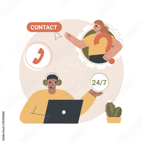 Customer support abstract concept vector illustration. Tech support, telemarketing, provide customer service, management software, online chat, help center, buyer helpline abstract metaphor.