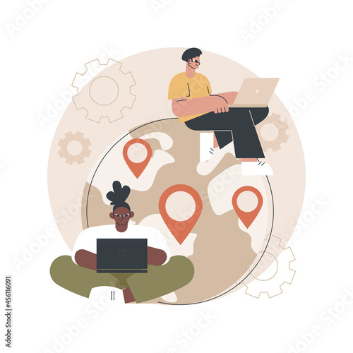 Outsourcing abstract concept vector illustration. Business process outsourcing, outplacement, offshore software development, freelance job, recruitment company, agreement abstract metaphor.