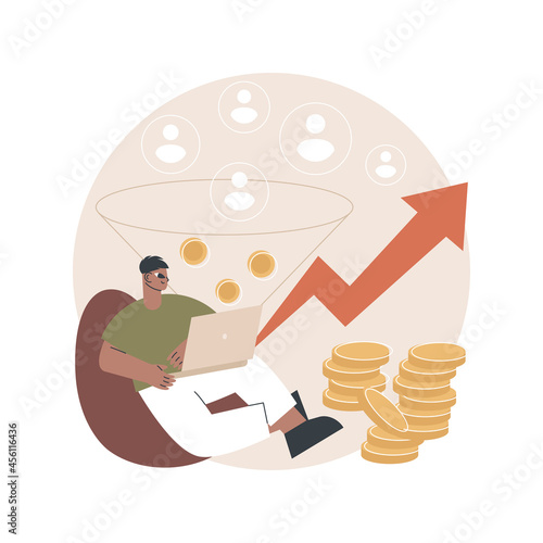 Conversion rate optimization abstract concept vector illustration. Digital marketing system, lead attraction marketing, increasing website guests, convert visitors into customers abstract metaphor.