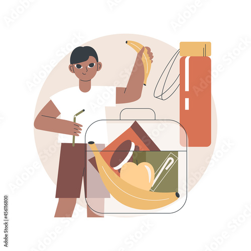 Assorted snack pack abstract concept vector illustration. Healthy nutrition diet, kids lunch, gourmet food, snack box, on-the-go food container, bite-size appetizer, sate hunger abstract metaphor.