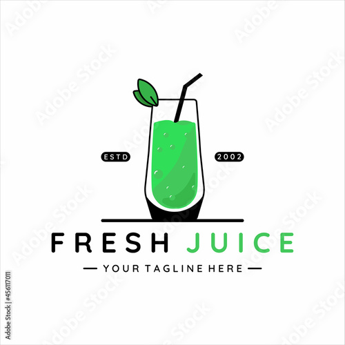 fresh fruit juice logo vector illustration template icon design. smoothie avocado drink beverage icon logo concept for business bar or cafe