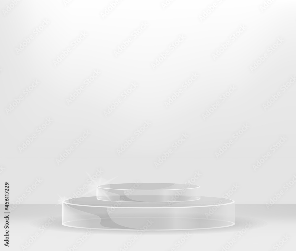 Studio room concept Transparent cylinder podium for cosmetic product presentation. vector 3d illustration with geometric shapes. minimal design with Abstract modern Studio room concept Transparent cylinder podium for cosmetic product presentation. vector 3d illustration with geometric shapes. minimal design with Abstract modern