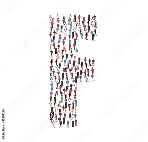 A consonant F symbol made from a large group of people.