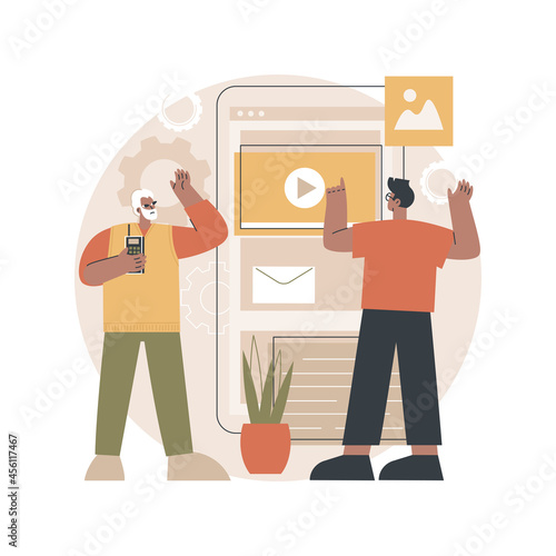 Technology gap abstract concept vector illustration. Digital divide, app gap, technology use, mobile device, understanding, developing country, time lag, digital literacy abstract metaphor.