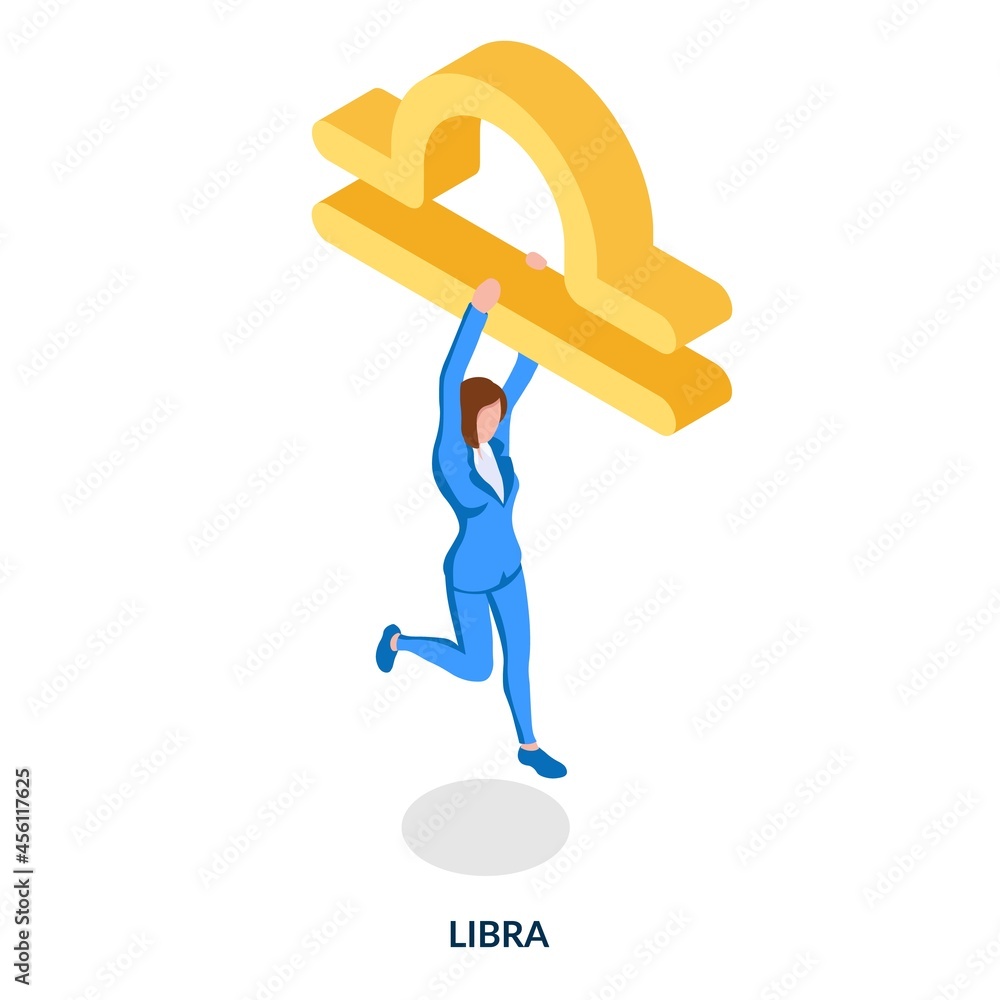 Libra - zodiac sign. Isometric illustration on white background