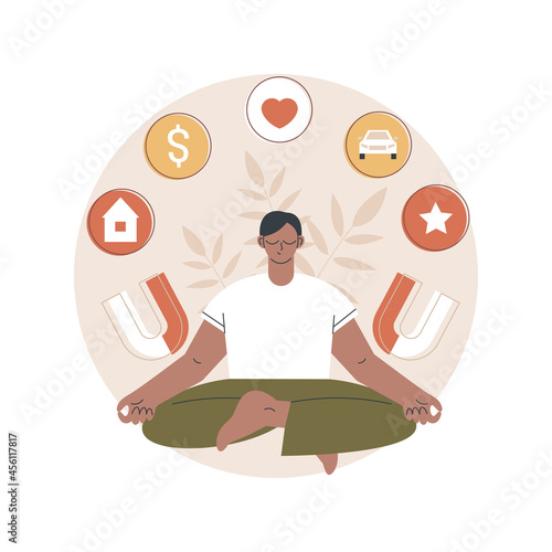 Law of attraction abstract concept vector illustration. Materialize thoughts, focus, positive and negative emotions, life experience, creative visualization, affirmation abstract metaphor.