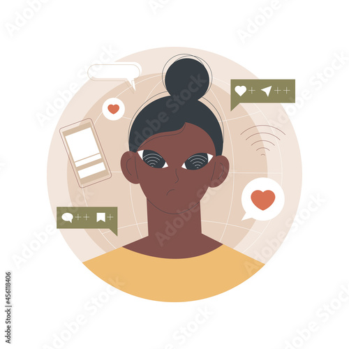 Internet addiction abstract concept vector illustration. Real-life substitution, living online disorder, web addiction, digital addictive behavior, internet overuse, social media abstract metaphor.