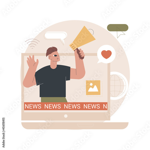 Social media news and tips abstract concept vector illustration. Social media marketing, algorithm news, promote profile, engagement tips, latest updates, content advice abstract metaphor.