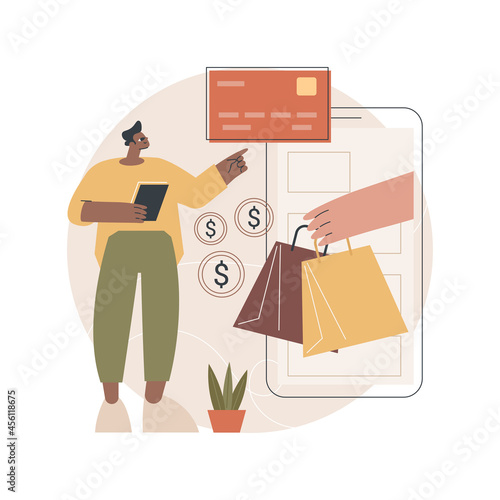 Credit card abstract concept vector illustration. Banking credit program, e-commerce and online shopping, financial operations and plastic card, mobile payment, cardholder abstract metaphor.