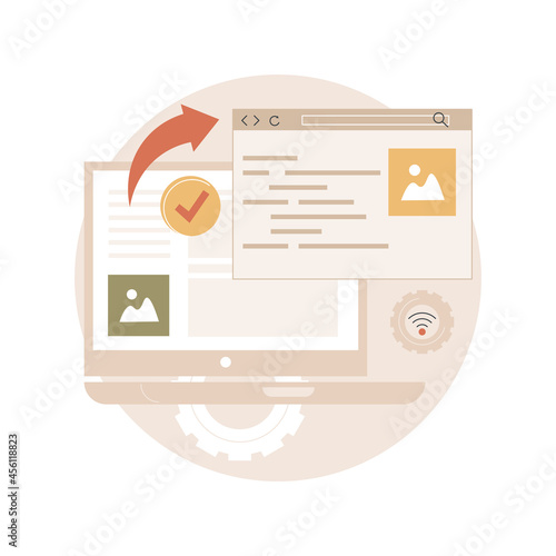 Cross-browser compatibility abstract concept vector illustration. Multi-browser compatible, cross-browser development, software compatibility testing, website user experience abstract metaphor.
