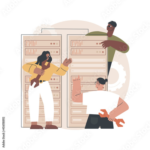 Big data engineering abstract concept vector illustration. Software engineering, massive data operation, big data architecture, database technology, large processing systems abstract metaphor.