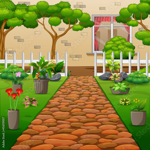 Illustration of a small garden near the house