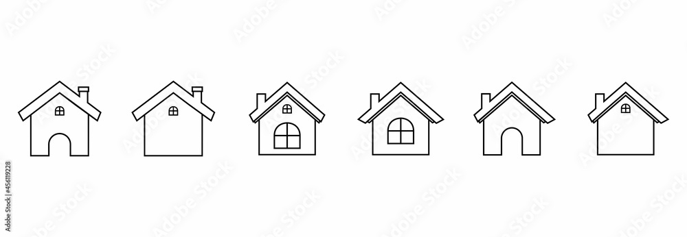 home icon set, home vector set, home symbol illustrations