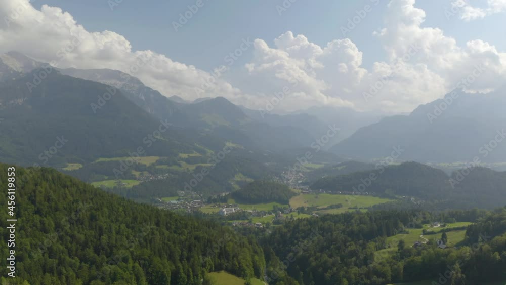 Establishing Shot of Alpine Landscape in Summer. Bavaria, Germany, Europe Establishing Shot of Alpine Landscape in Summer. Bavaria, Germany, Europe