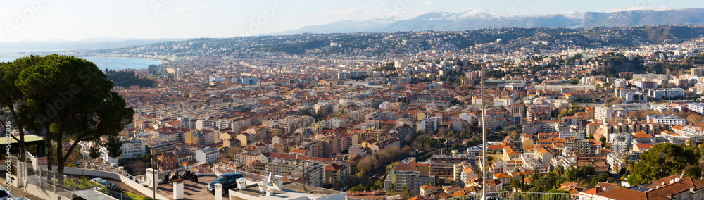 Image of european city Nice with apartment view of sea, France