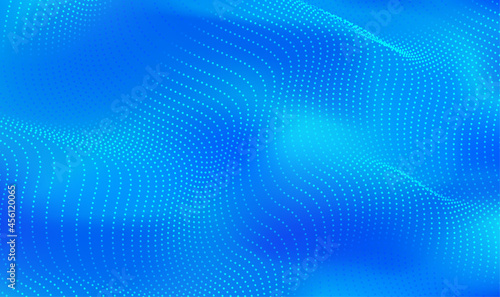 Abstract digital wave particles on blue background. 3d abstract sci-fi user interface concept with gradient dots and lines. Artificial intelligence. Big data visualization concept. Vector illustration