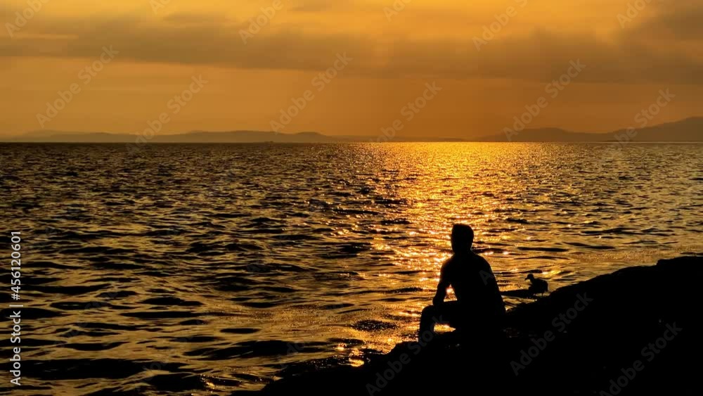 People Silhouette in a Sunny Cloudy Afternoon People Silhouette in a Sunny Cloudy Afternoon